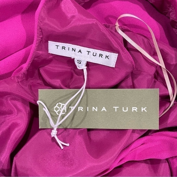 Trina Turk NWT Small Verge Mini Dress Women's Sleeveless Tie Neck Fuschia Pink - Picture 14 of 14
